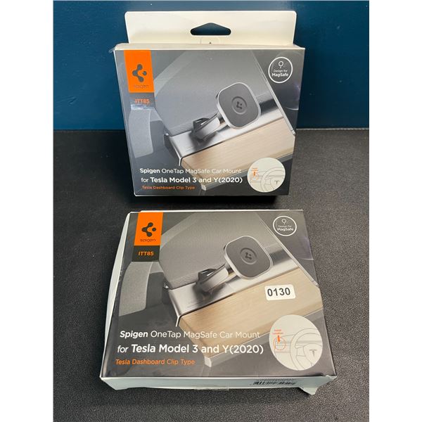 2 Spigen OneTap MagSafe Car Mounts for Tesla Model 3 and Y - New