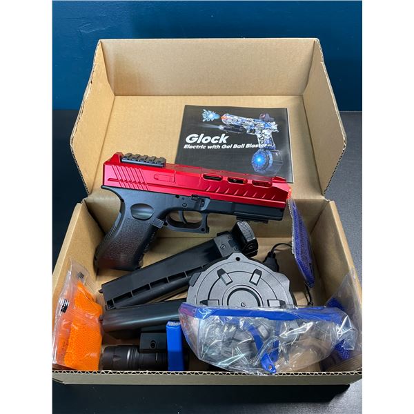 1 Gcock Crystal Bullet Series Electric Automatic Gel Ball Blaster Gun w/ Ammo & Accessories - New