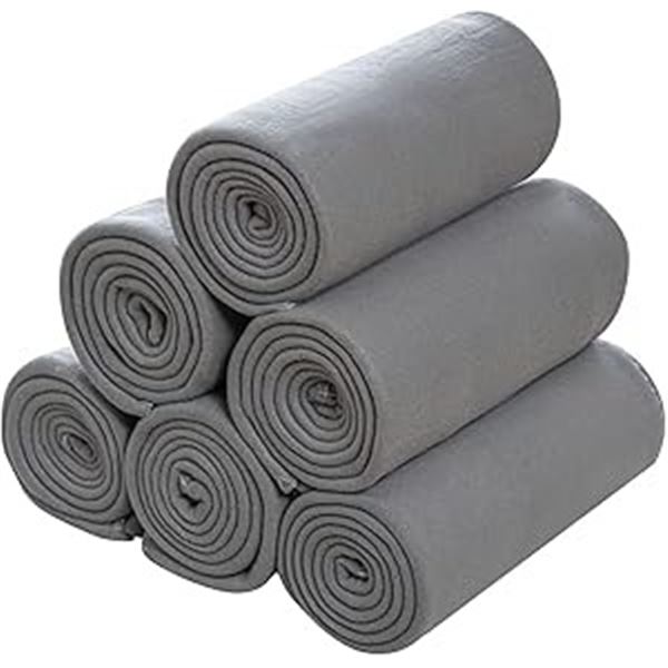 Box of 6 Cozy Polar Fleece Grey Throw Blankets - 50 x 60 inch Each - Brand New!