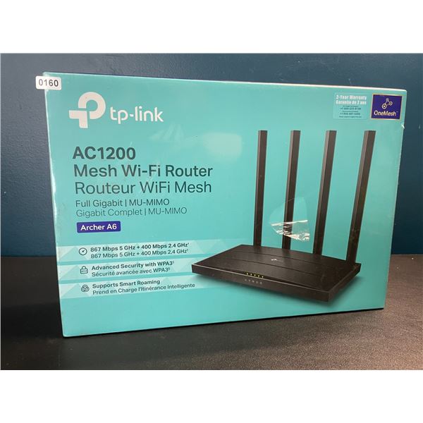 1 TP-Link AC 1200 Archer A6 Full Gigabit Mesh Wi-Fi Router - Brand New Sealed!