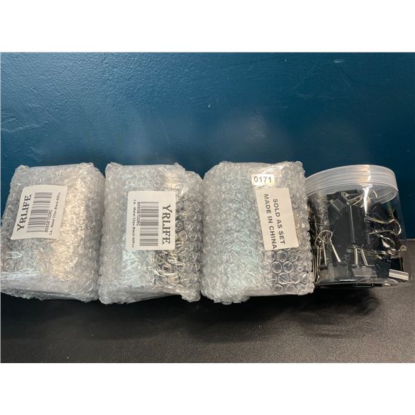 4 Containers of Metal Paper Clips - Black - 60pcs Each