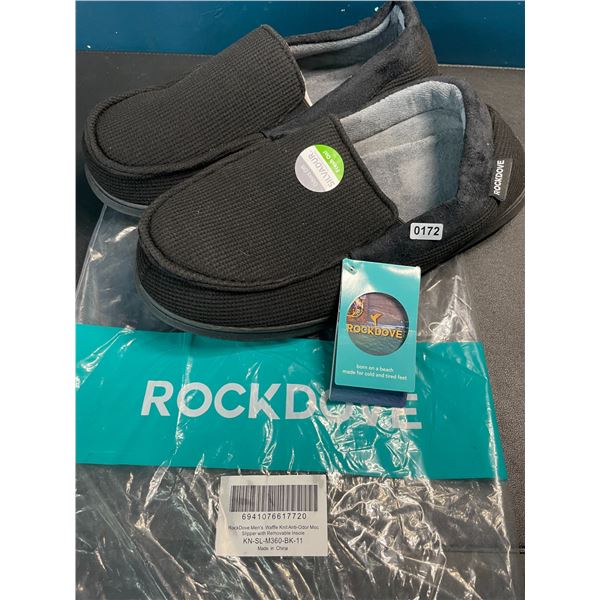1 Pair of Men's Rock Dove Waffle Knit Anti-Odor Moc Slipper w/ Grip Bottom - New - Size 11