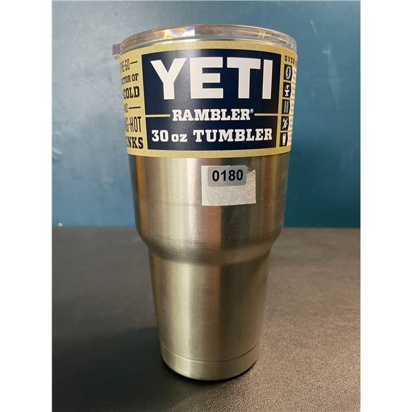 1 YETI Rambler 30oz Tumbler Mug w/ Magslider Lid - Silver - New!