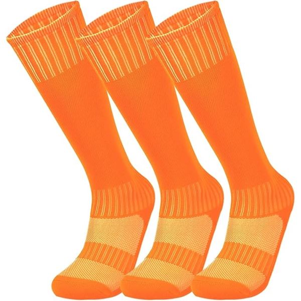 2 Multi-Packs of Marchare Boys Knee-High Sports/Soccer Socks - Orange - 3 Pairs Each/6 Total - New