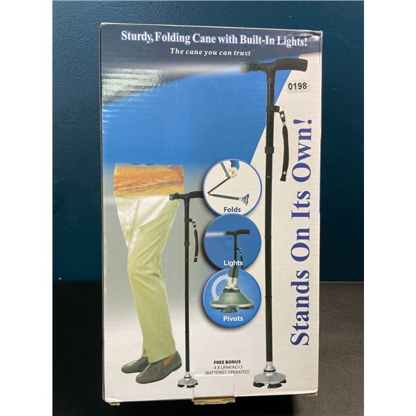 1 Sturdy Folding Walking Cane with Built-In Light - New