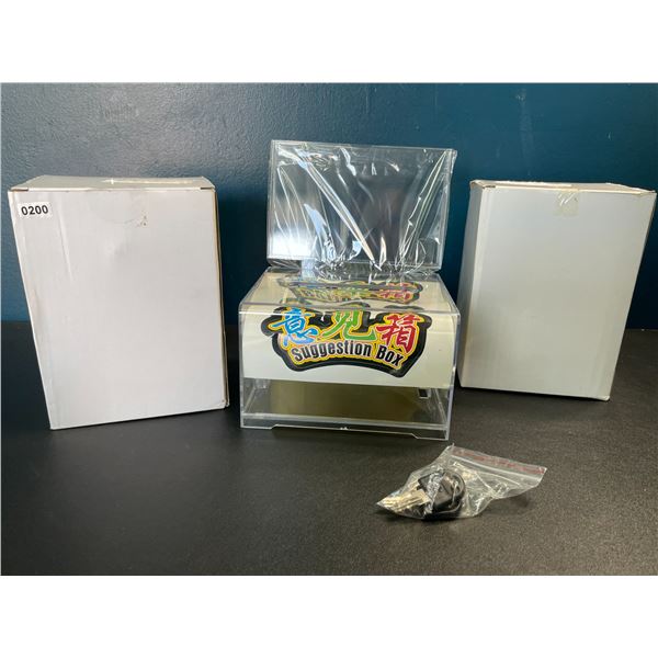 2 Acrylic/Clear Donation Boxes/Suggestion Boxes with Locks - Brand New