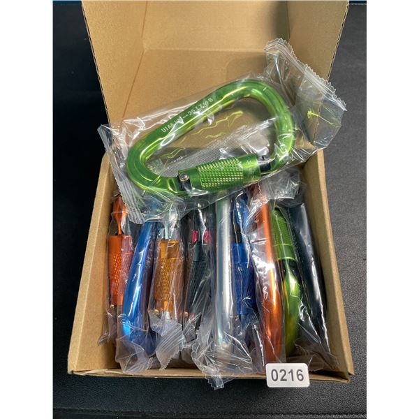 Box of 10 Heavy-Duty Carabiner Clips - 4inch - Assorted Colors - New