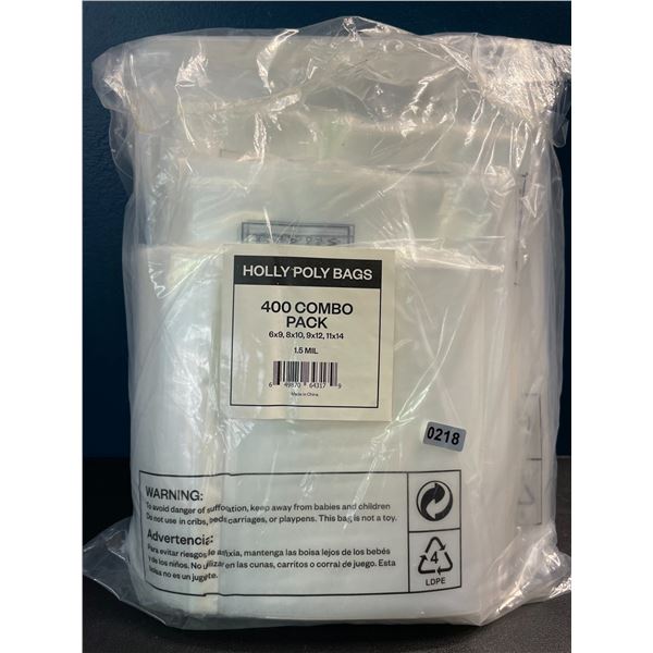 1 Combo Pack of Industrial Strong Clear Poly Bags - Assorted Sizes - 400PCS Included - Brand New