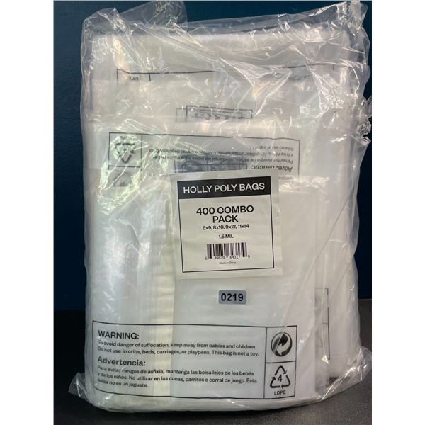 1 Combo Pack of Industrial Strong Clear Poly Bags - Assorted Sizes - 400PCS Included - Brand New