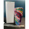 Image 1 : 1 Stainless Steel Vacuum Insulated Tumbler Mug with Lid & Straw - 30oz - Botanical/Leaves Design