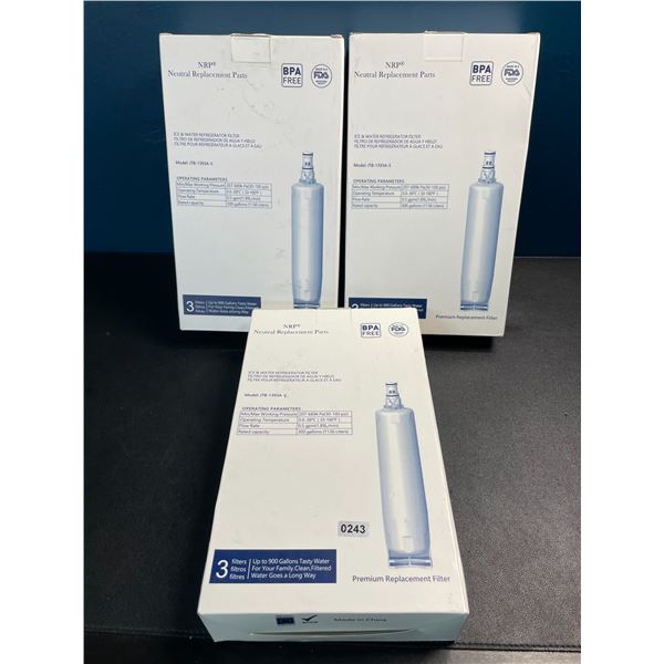 3 Boxes of NRP Premium Refrigerator Replacement Filters - 3 Filters Per Box - New