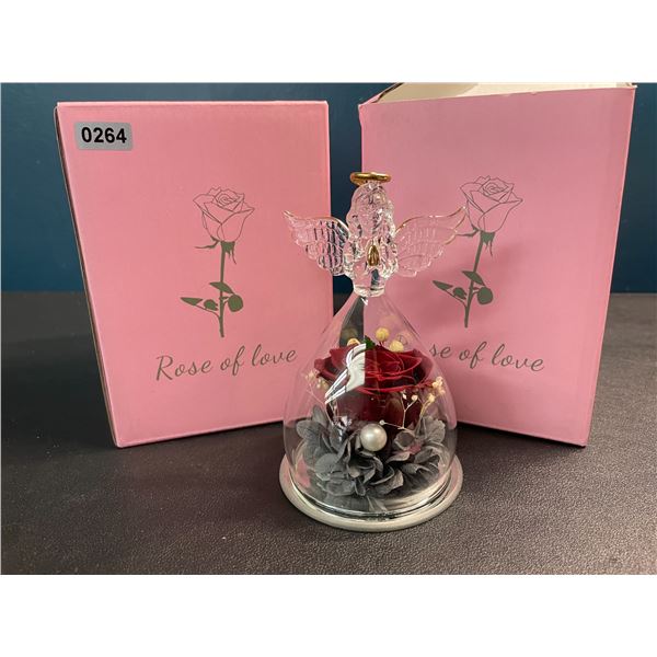 2 Eternal Rose Glass Angel "Rose of Love" Ornament Pieces - New