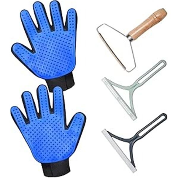 2 Pet Grooming Gloves/Pet Hair Remover Tool Kits for Cat/Dog Hair - Brand New