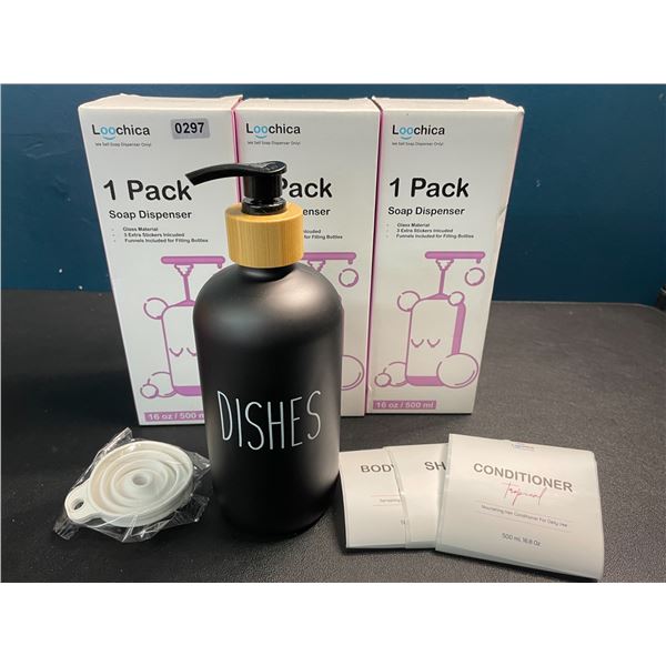 3 Matte Black Glass Soap Dispensers (Rae-Dunn-Inspired Design) - New