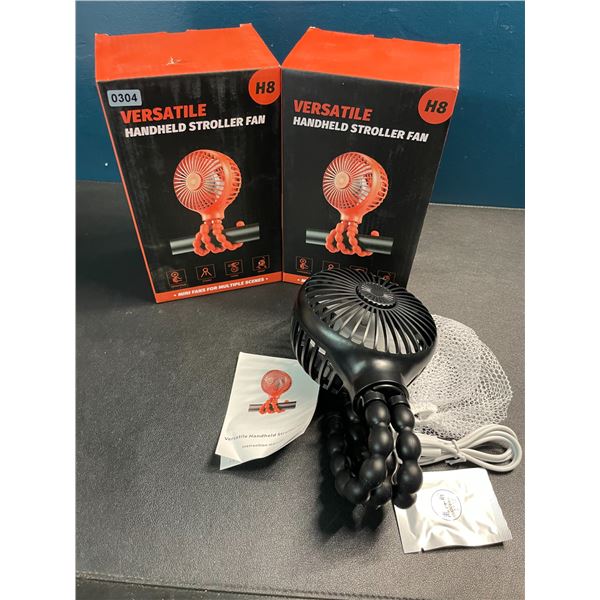 2 Versatile Handheld Stroller Fans/Wrap-Around Portable Rechargeable Fans - New