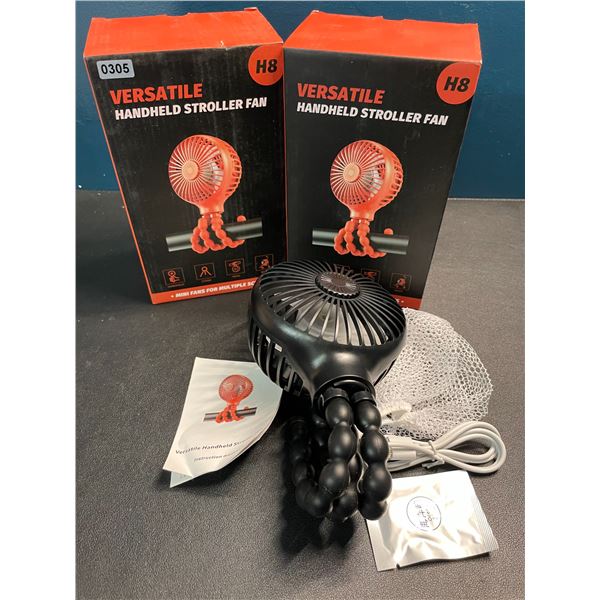 2 Versatile Handheld Stroller Fans/Wrap-Around Portable Rechargeable Fans - New