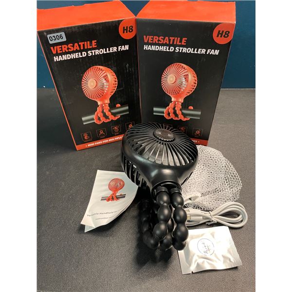 2 Versatile Handheld Stroller Fans/Wrap-Around Portable Rechargeable Fans - New