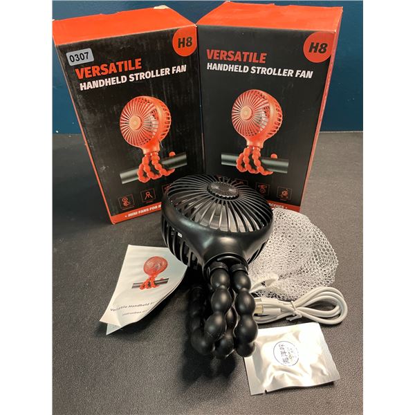 2 Versatile Handheld Stroller Fans/Wrap-Around Portable Rechargeable Fans - New