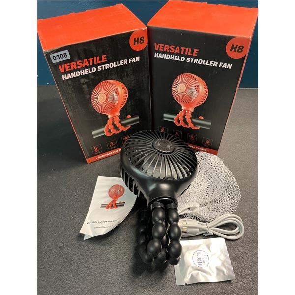 2 Versatile Handheld Stroller Fans/Wrap-Around Portable Rechargeable Fans - New