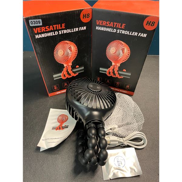 2 Versatile Handheld Stroller Fans/Wrap-Around Portable Rechargeable Fans - New