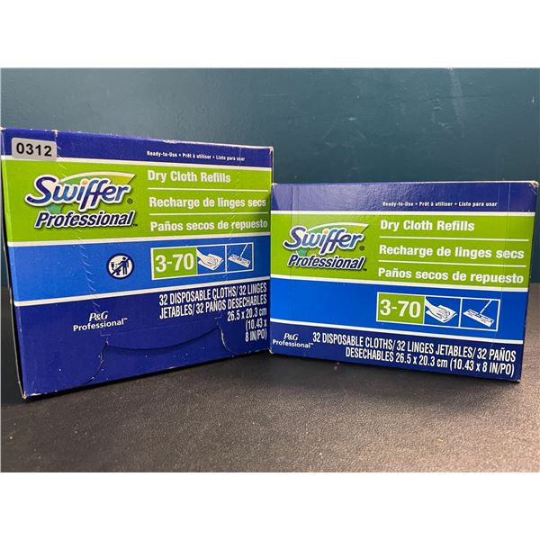 2 Boxes of Swiffer Professional Dry Cloth Refills - 32pcs Each - New