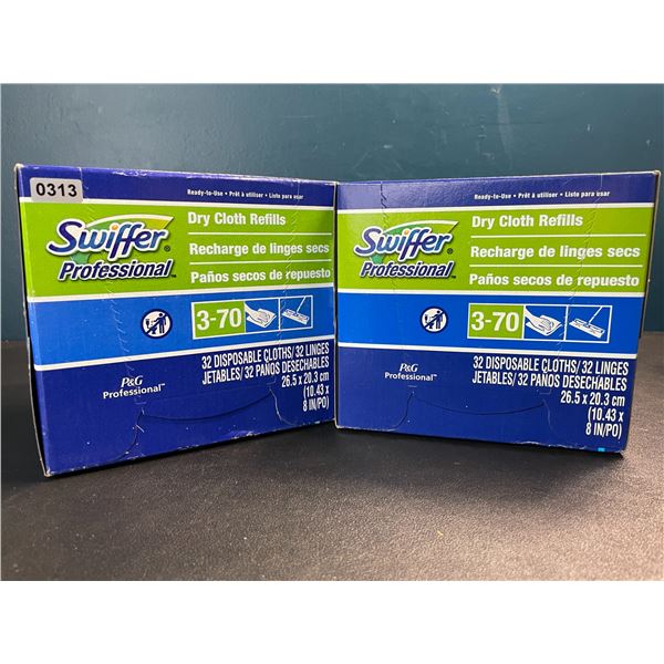 2 Boxes of Swiffer Professional Dry Cloth Refills - 32pcs Each - New