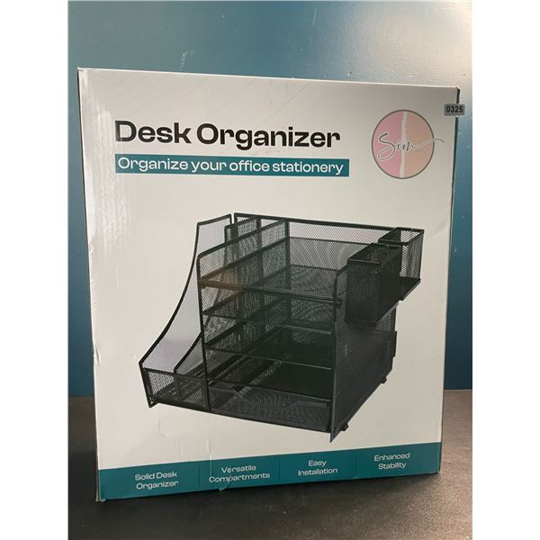 1 Large 5-Tier Desk Organizer/Document Tray w/ Drawer, Pencil Cups, File Holders - New