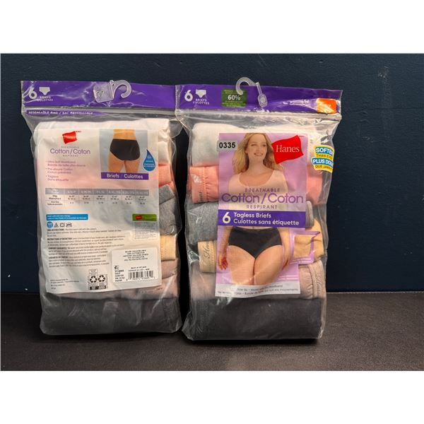 2 Packs of Hanes Size Small Breathable Cotton Tagless Briefs - 6 Per Bag