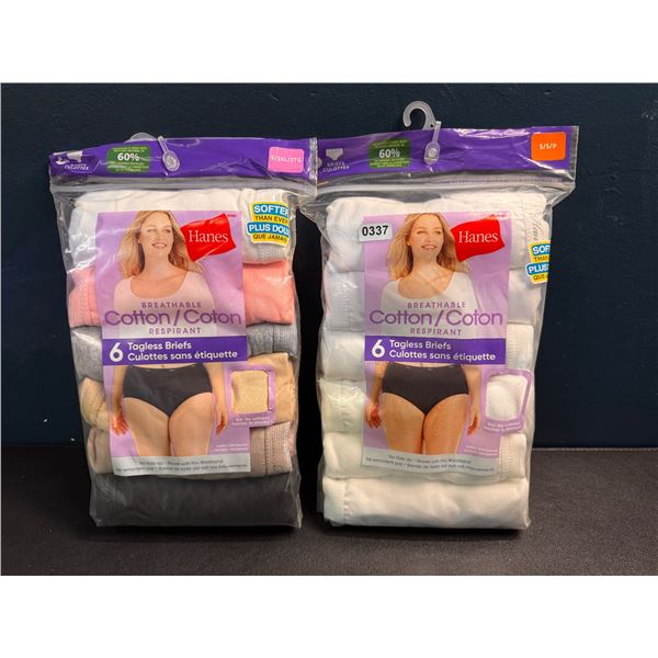 2 Packs of Hanes Breathable Cotton Tagless Briefs Size Small and 2XL - 6 Per Bag