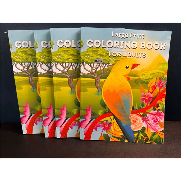4 Large Print Coloring Books for Adults