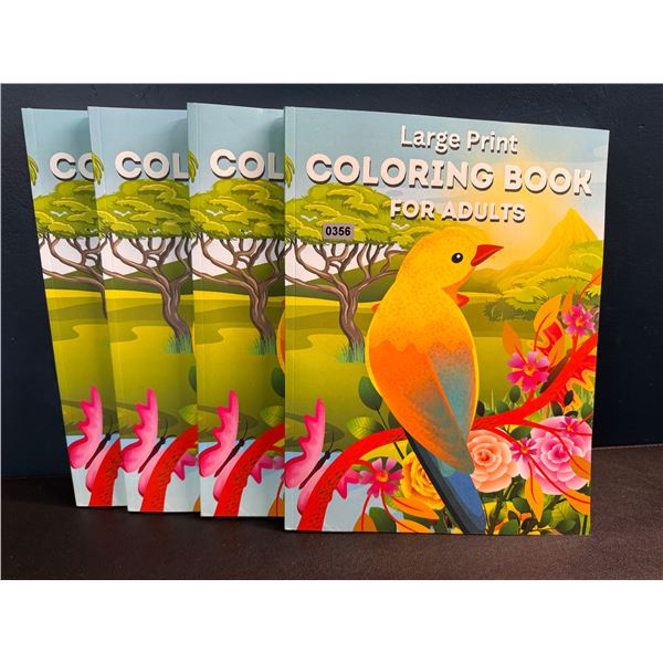 4 Large Print Coloring Books for Adults