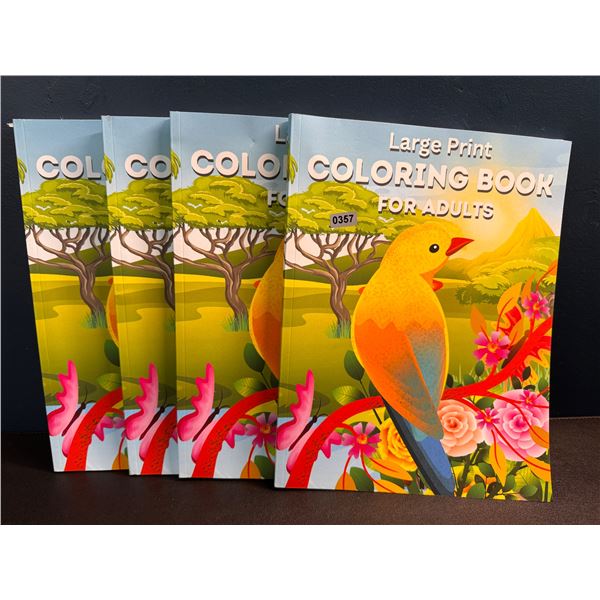 4 Large Print Coloring Books for Adults