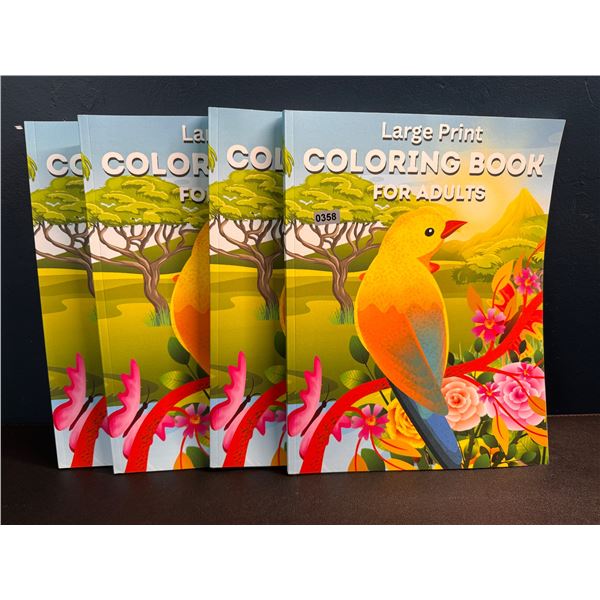 4 Large Print Coloring Books for Adults