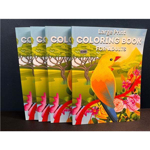 4 Large Print Coloring Books for Adults
