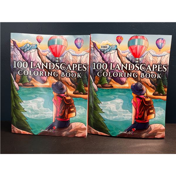 2 Adult Coloring Books - 100 Landscapes