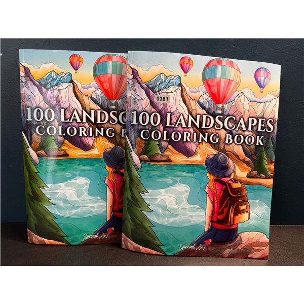 2 Adult Coloring Books - 100 Landscapes