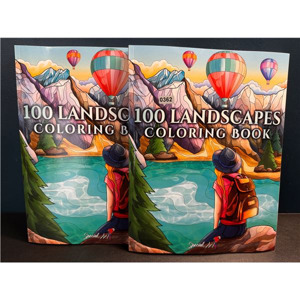 2 Adult Coloring Books - 100 Landscapes