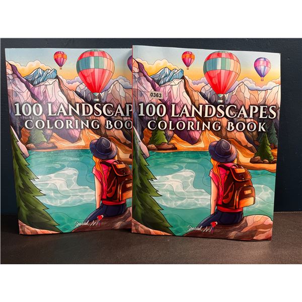 2 Adult Coloring Books - 100 Landscapes