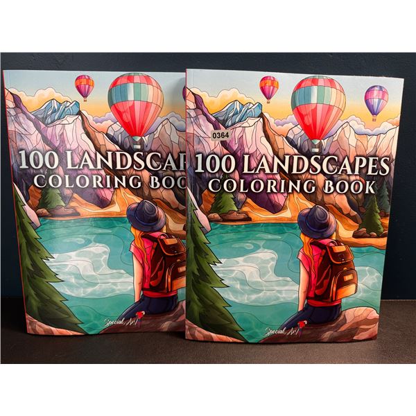 2 Adult Coloring Books - 100 Landscapes