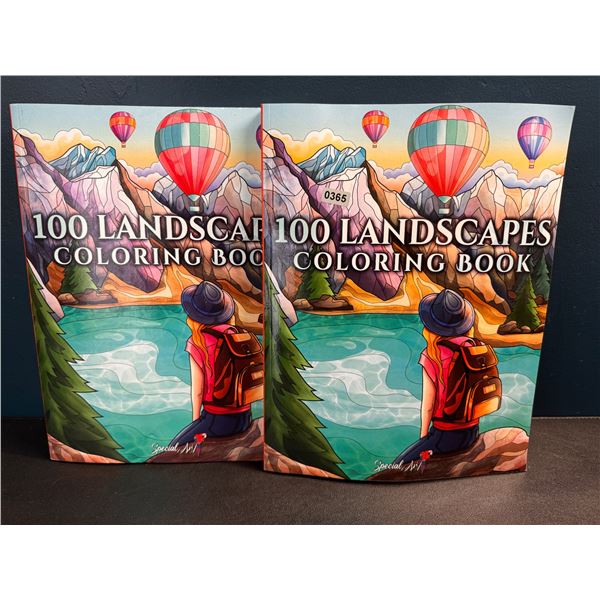 2 Adult Coloring Books - 100 Landscapes