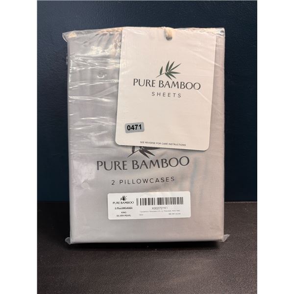 1 Set of 2 Pure Bamboo Pillow Cases Silver - King