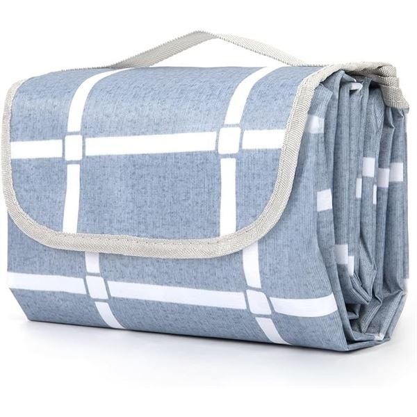 1 Large (80 x 80in) Waterproof Foldable Picnic Blanket/Outdoor Mat - Blue - Easy Store - Brand New