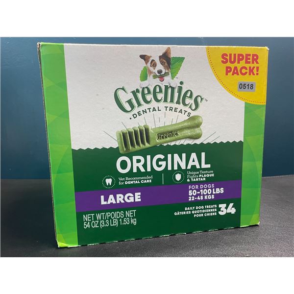 1 Box of Greenies Adult Dog Treats Original Large - Natural Dental Care Daily Dog Treats (34 Treats)