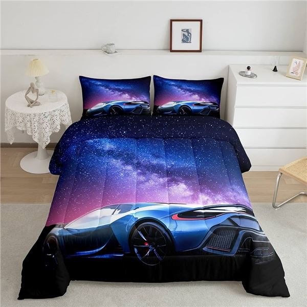 1 Galaxy/Car Comforter Bedding Set for Kids - 3PCS - Full Size Bed Set - Brand New (Vacuum Sealed)