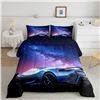 Image 1 : 1 Galaxy/Car Comforter Bedding Set for Kids - 3PCS - Full Size Bed Set - Brand New (Vacuum Sealed)