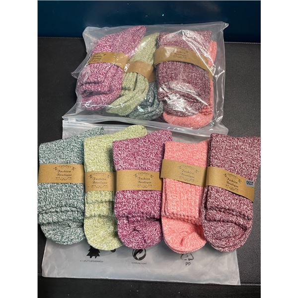 2 Multi-Packs of Fuzzy Soft Winter Socks for Women - 5 Per Pack/10 Total - New