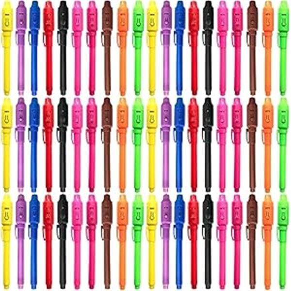 2 Jumbo Packs of Invisible Ink Pens with Built-In UV Light - Fun for Kids! 60PCS Each - Brand New