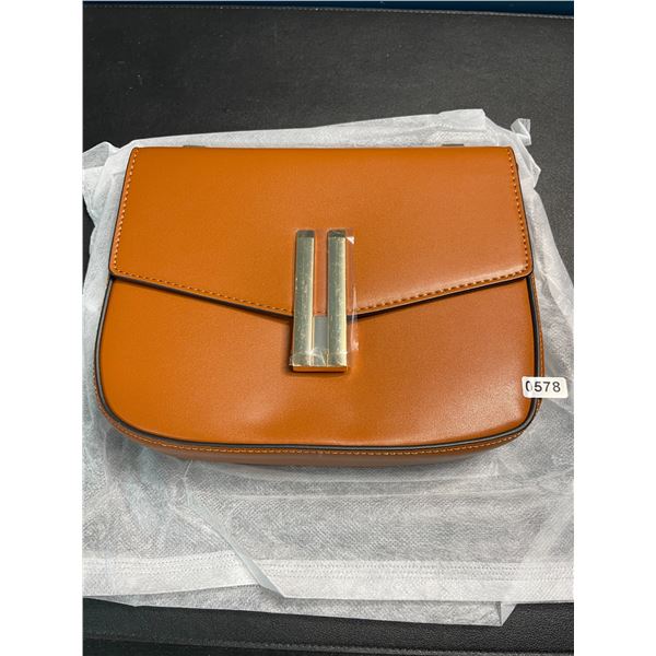 1 Women's Adjustable Strap Square Shoulder Bag - Brown/Beige - Brand New (Dust Bag Included)