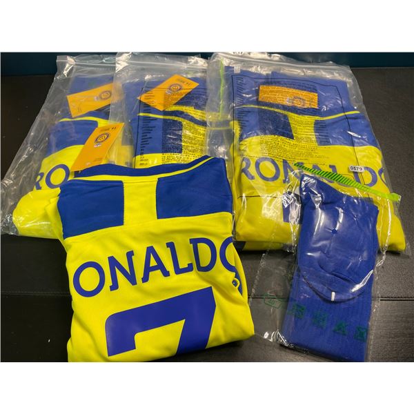 4 Kids Soccer Outfits/Sets - Includes Jersey, Shorts, and Socks (See Photos for Size) - Brand New