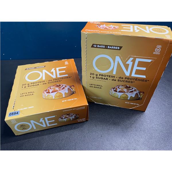 2 Boxes of ONE Brand Cinnamon Roll Flavour Protein Bars - 12 x 60g Bars Per Box - (BB: No 2024)